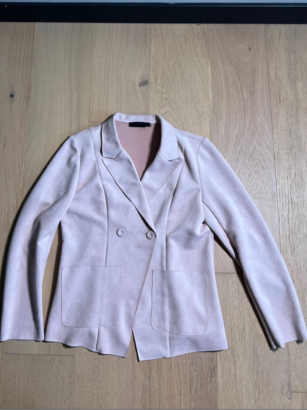 Women's Light Pink Double-Breasted Blazer Jacket